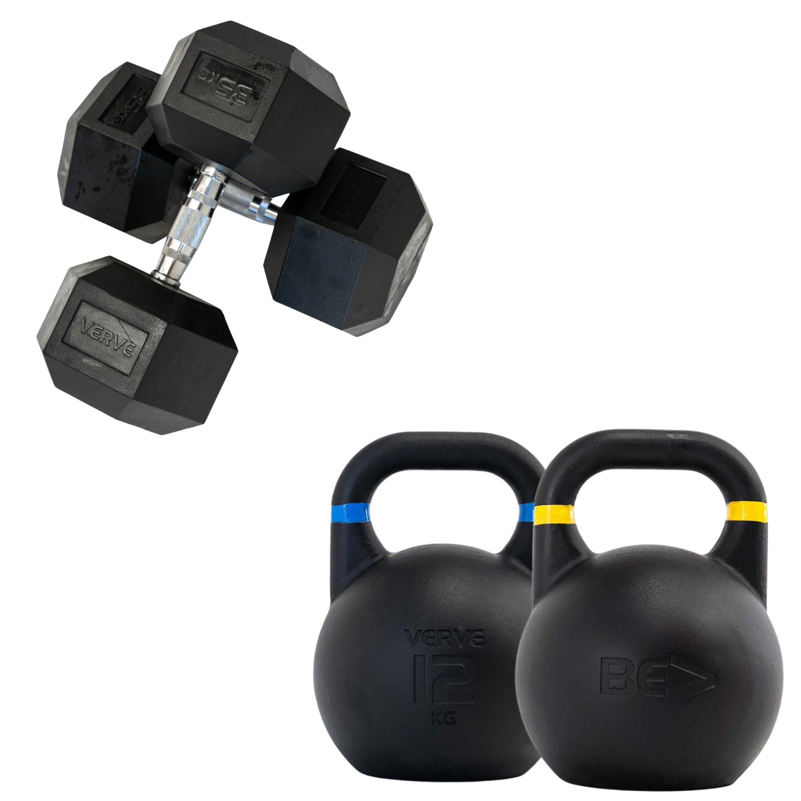 5–25 kg Dumbbells + 8–24 kg Competition Kettlebells