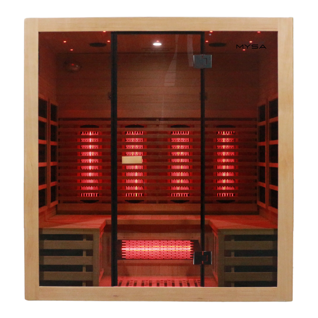MYSA Mirage 4 person infrared sauna in a gym recovery zone