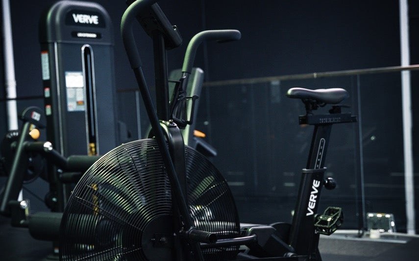 VERVE Commercial Air Bike on a commercial gym floor