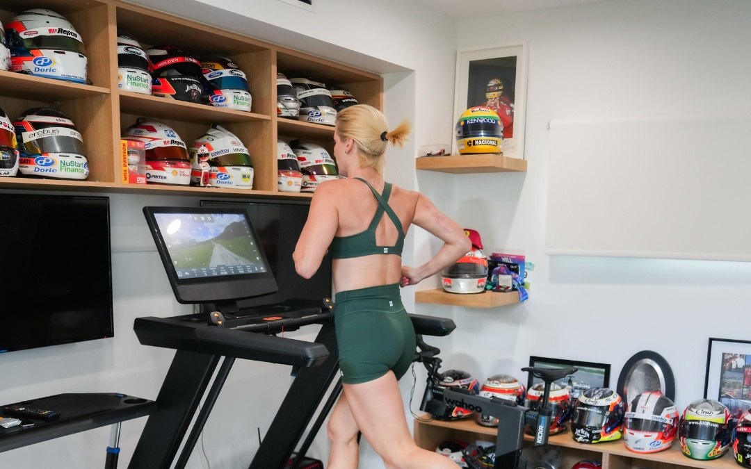 Running on the VERVE Kuro commercial treadmill