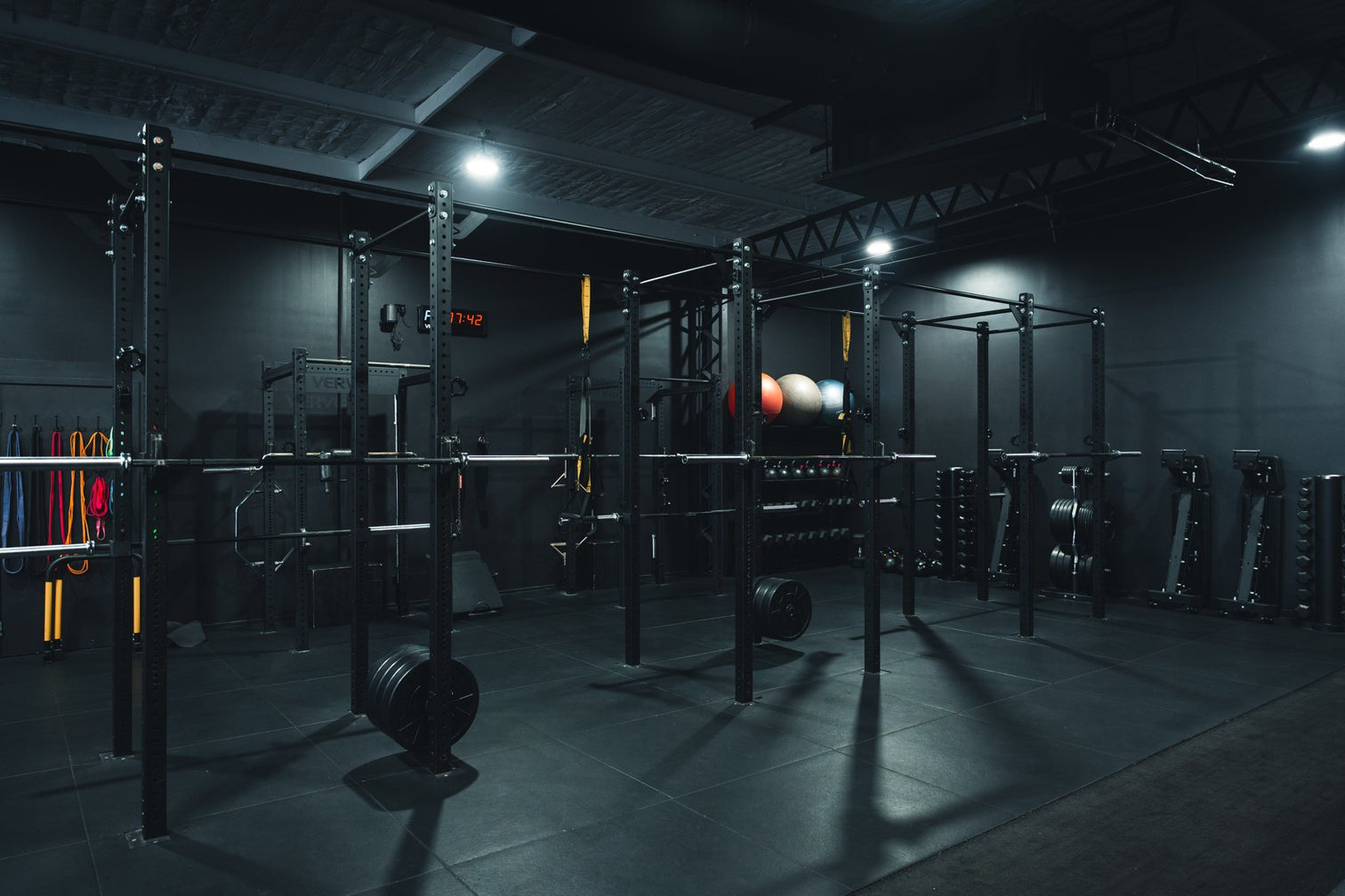Commercial gym floor with rigs, VERVE fit-out
