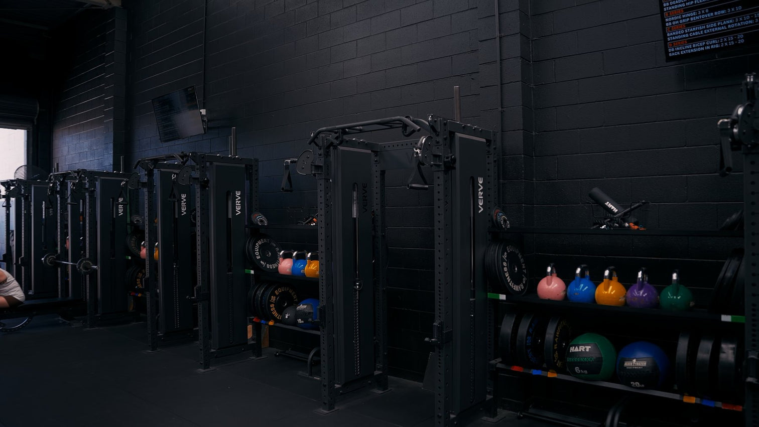 Cable machine and kettlebell storage in a VERVE fit-out