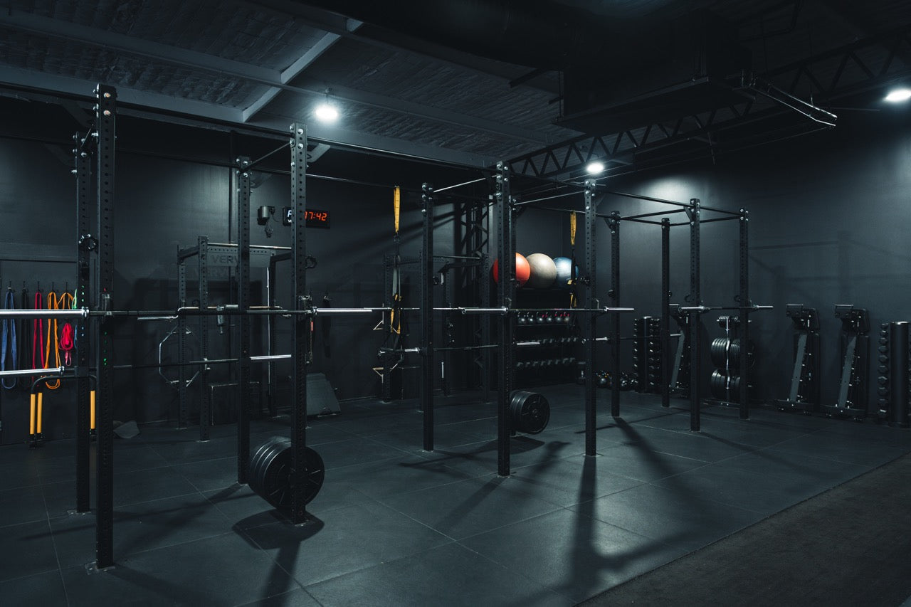 Commercial gym fit-out delivered by VERVE with strength and conditioning equipment across an open training floor