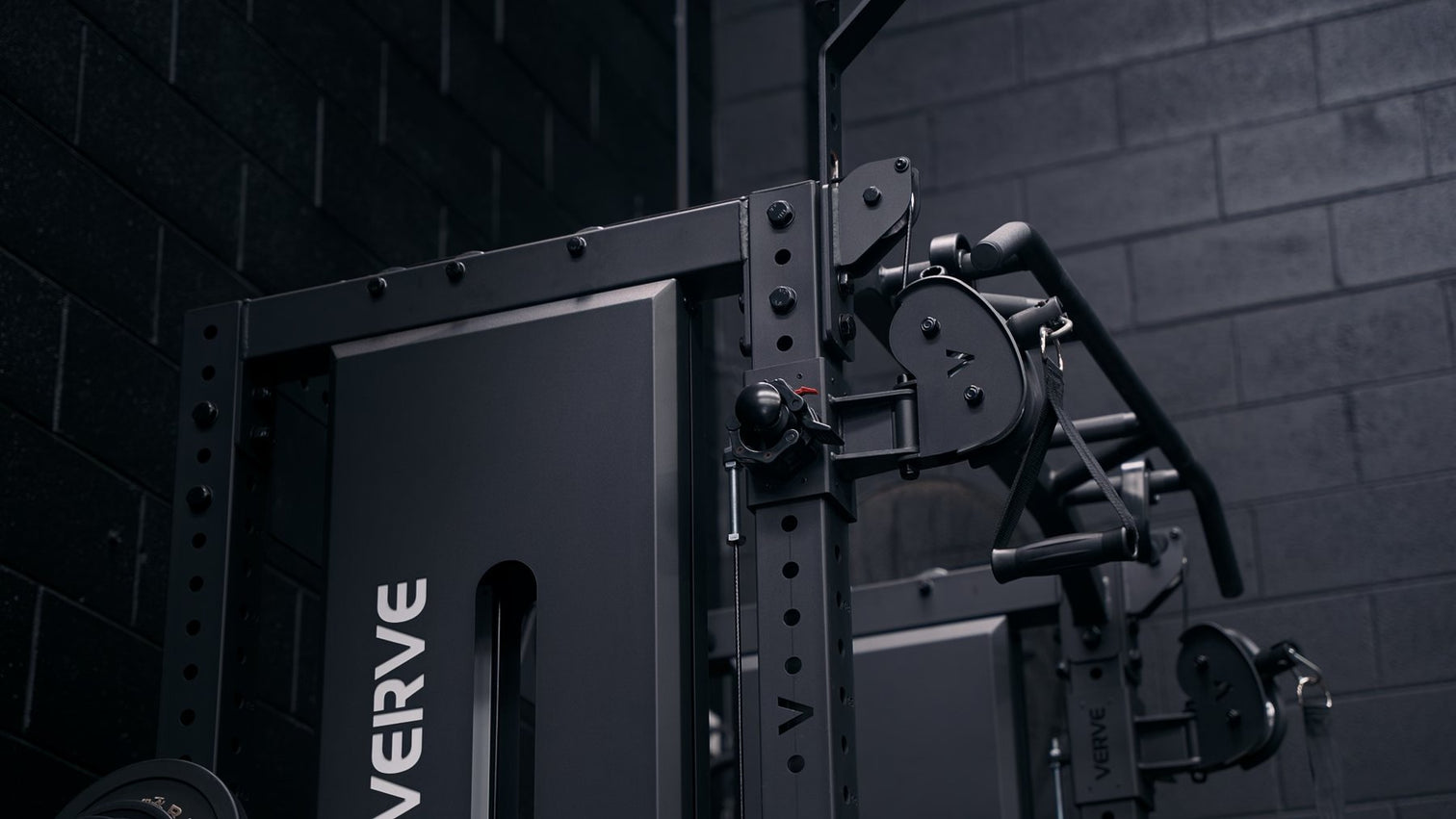 VERVE power rack and machines on a commercial gym floor