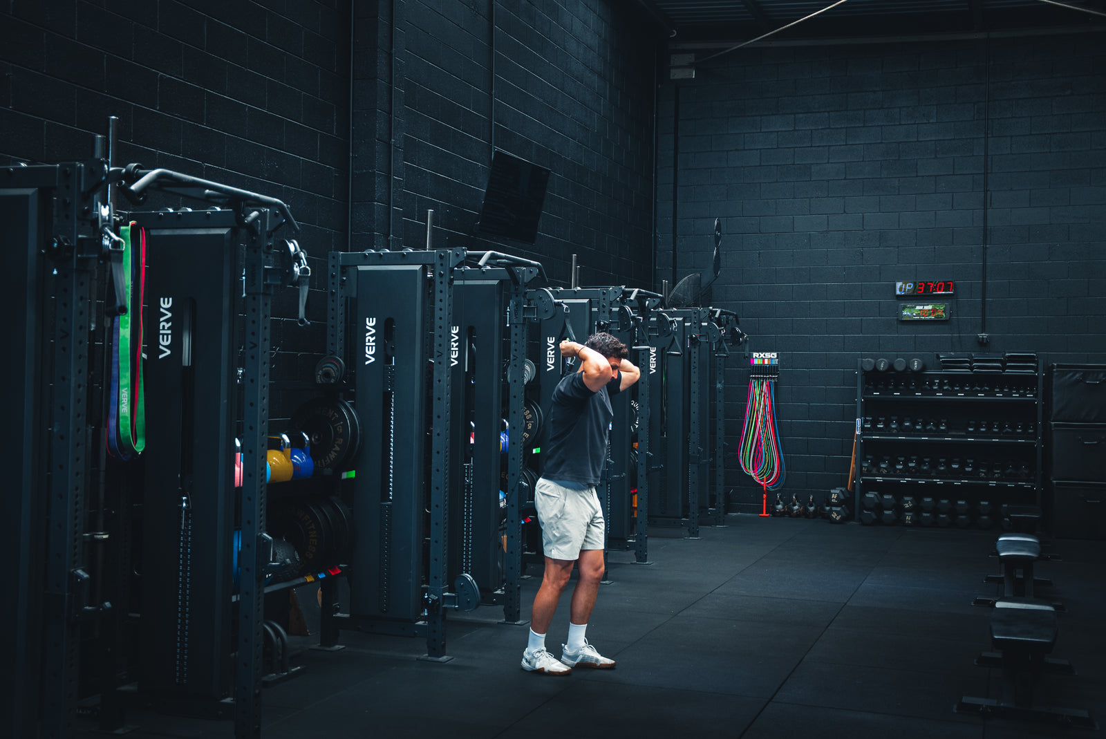 Commercial gym fit-out with a Tori functional trainer and full equipment floor, the kind of asset base contents cover needs to reflect