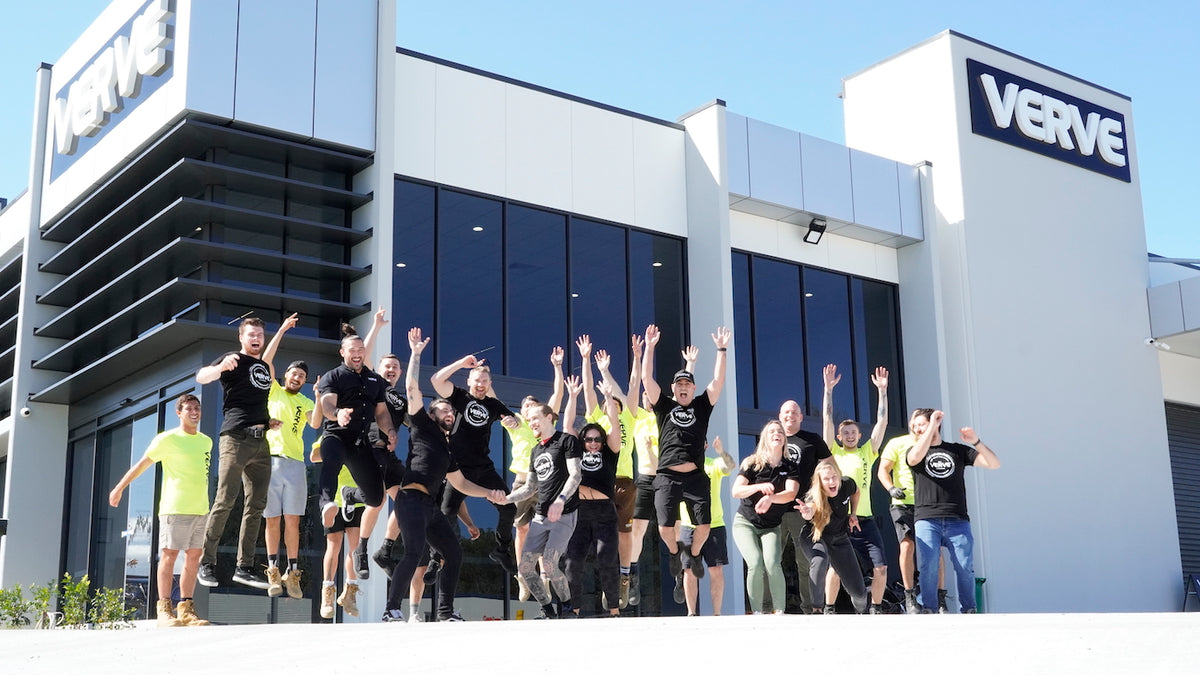 The VERVE team outside the Upper Coomera warehouse