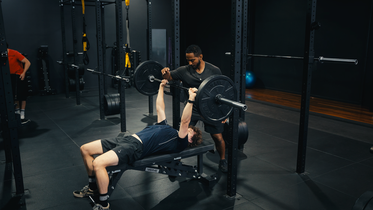 VERVE commercial gym fitout with racks, benches and flooring installed