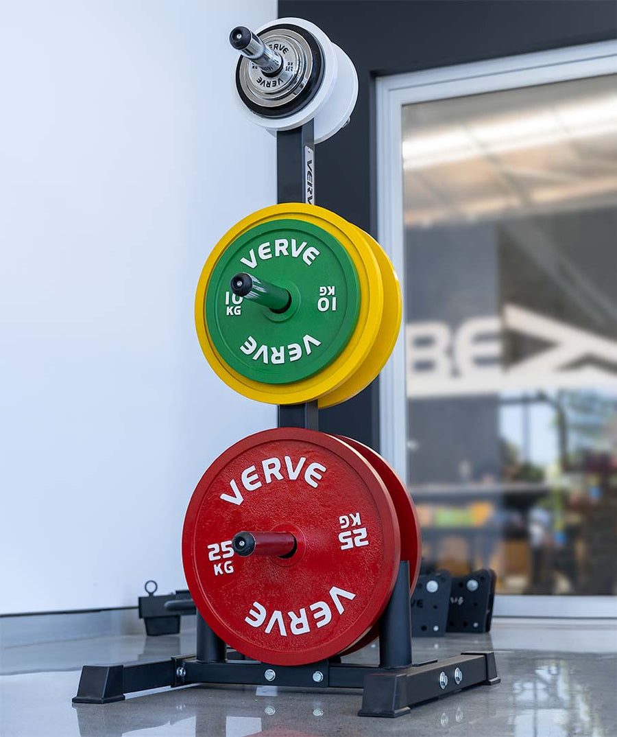 VERVE Olympic Weight Holder with Dual Barbell Storage