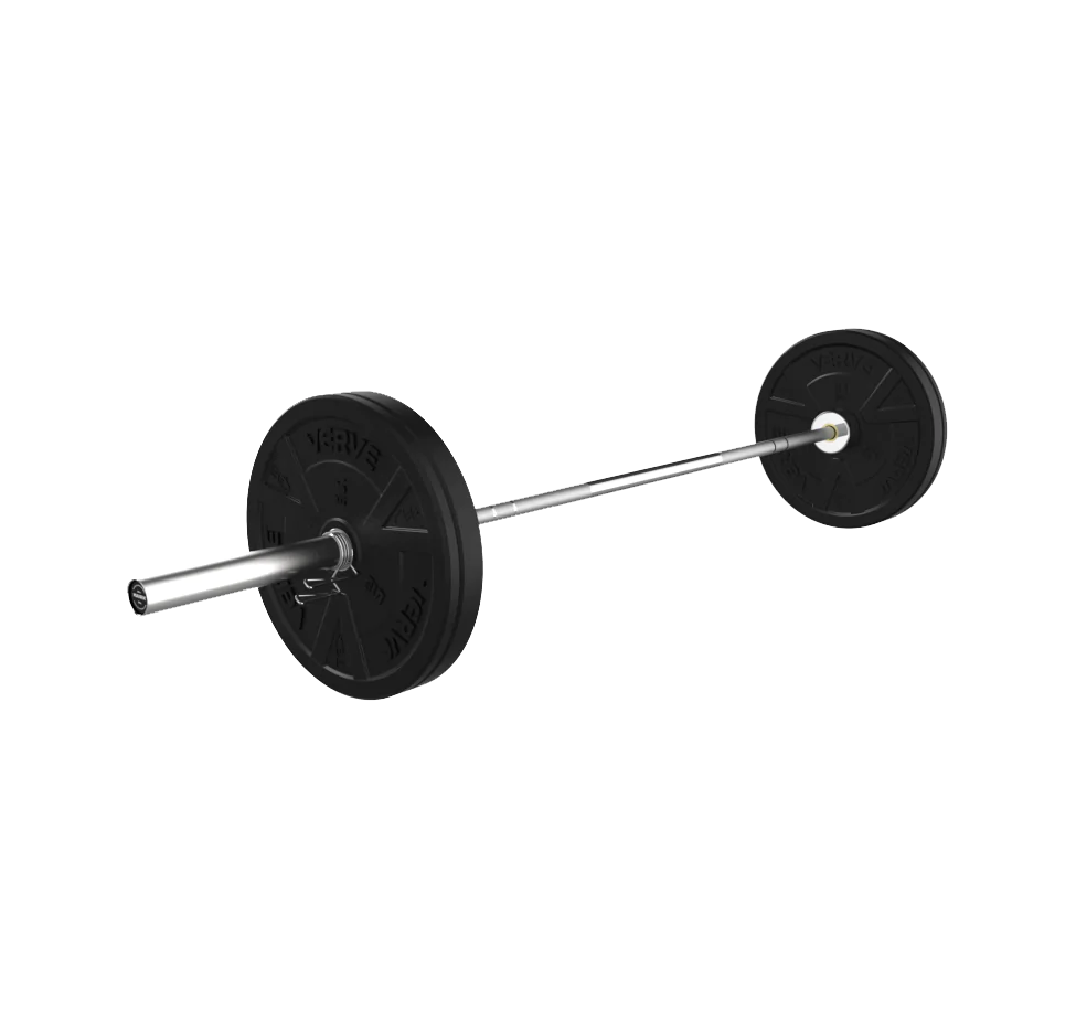 45kg Barbell & Black Bumper Weight Set (15kg Bar)