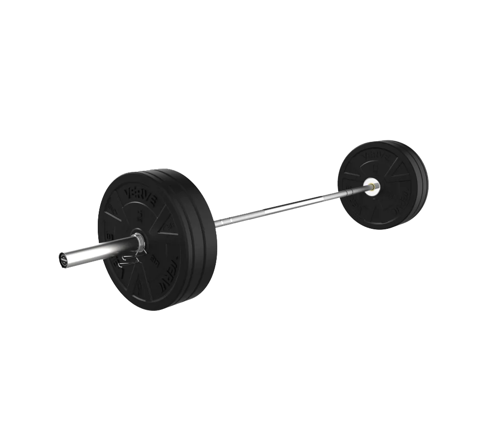 70kg Barbell & Black Bumper Weight Set (20kg Bar)