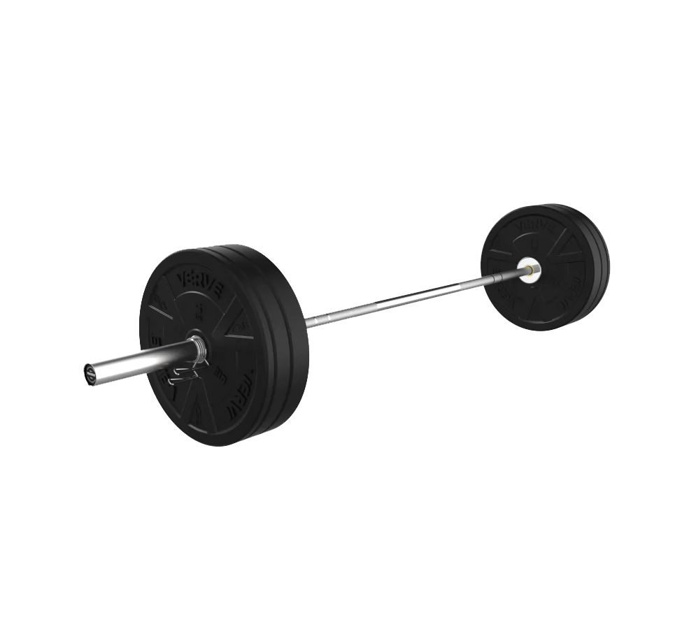 80kg Barbell Black Bumper Weight Set 20kg Bar