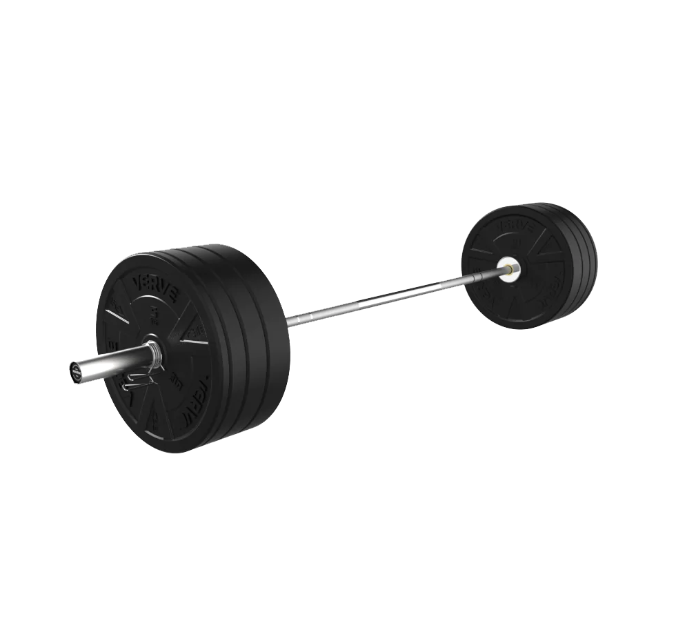 155kg Barbell & Black Bumper Weight Set (15kg Bar)