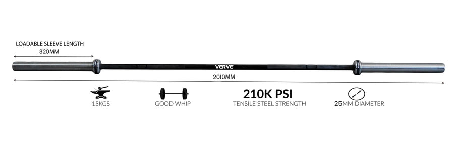 VERVE Elite Olympic Barbell - Black - 15kg